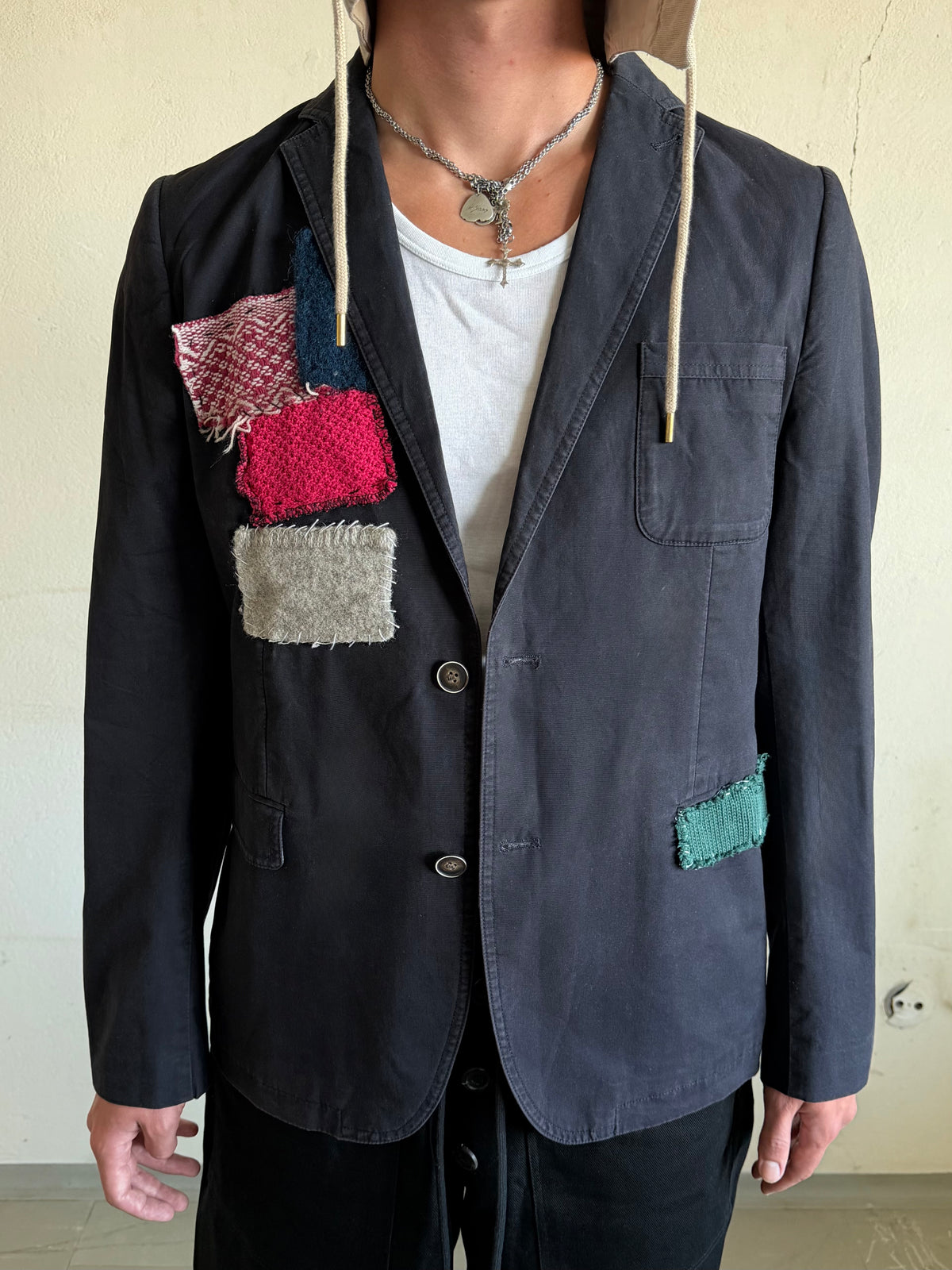 Patchwork Hooded Blazer