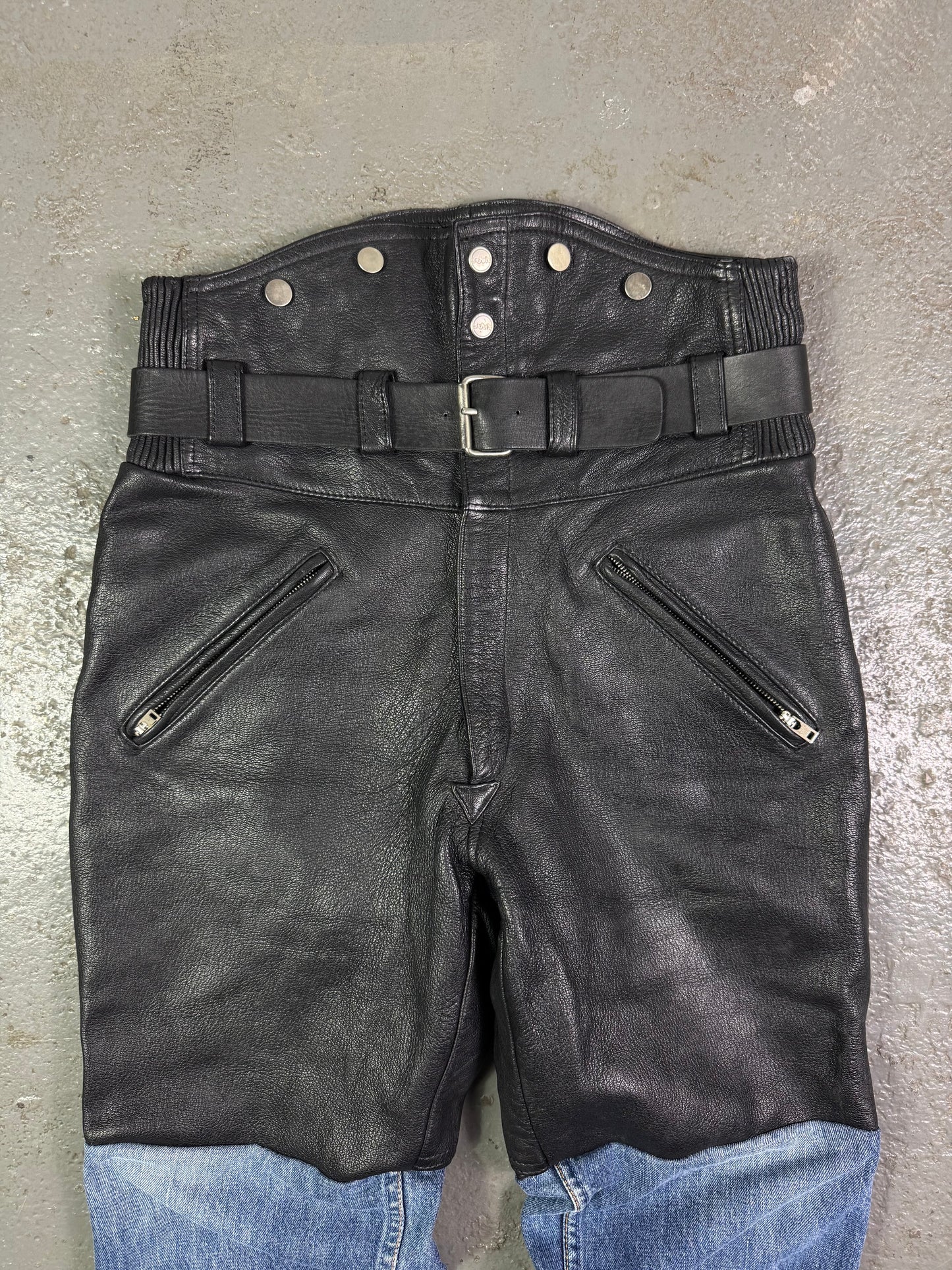 Motorcycle Leather and Denim Pants