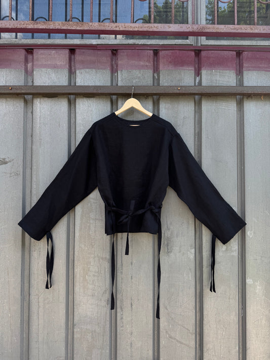 Lniany Kaftan Bezpieczeństwa "Zwolnienie z uwięzi" (Czarny)