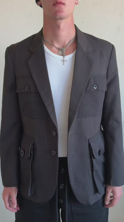 Pinstripe Cargo Blazer